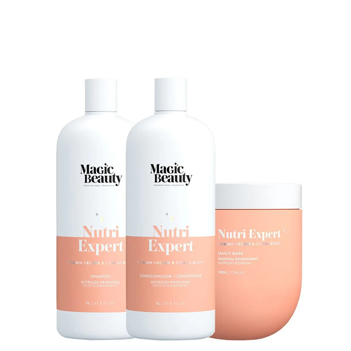 Kit Magic Beauty Nutri Expert Vitamin Nectar - Shampoo 1000 ml + Condicionador 1000 ml + Máscara 500