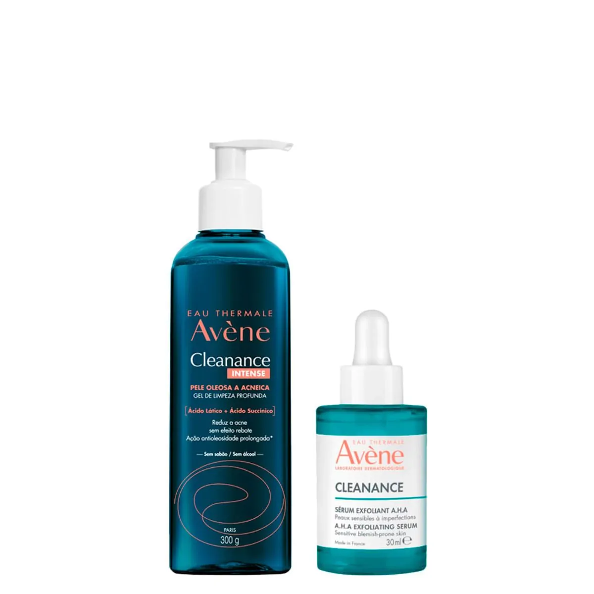 Kit Avène Facial Cleanance Eau Thermale Intense Gel de Limpeza+ Eau Thermale A.H.A Sérum Esfoliante