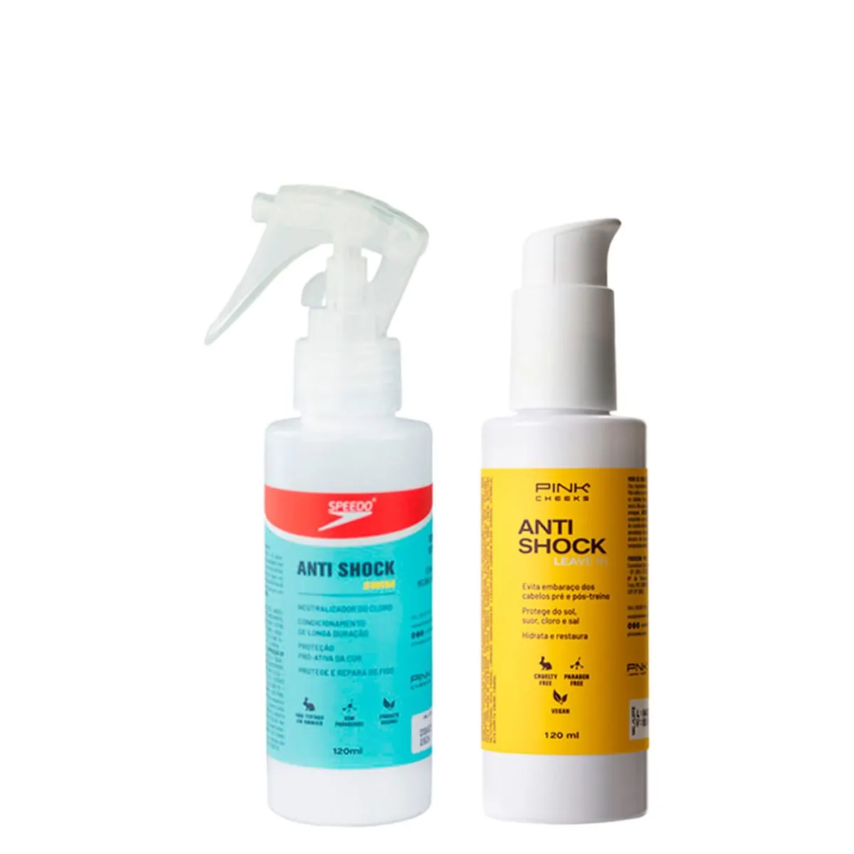 Kit Pink Cheeks Capilar - Leave-In Anti Shock Pré Treino 120 ml + Leave-In Anti Shock Swim Speedo S