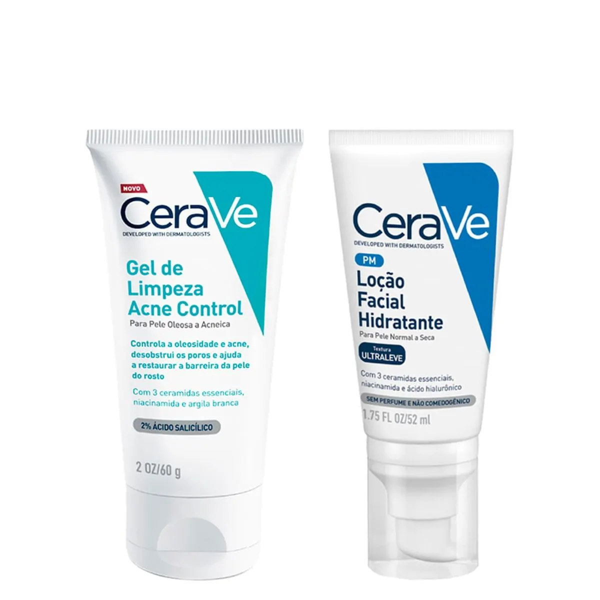 Kit Cerave - Gel de Limpeza Facial Acne Control 60 g + Loção Hidratante Facial 52 g