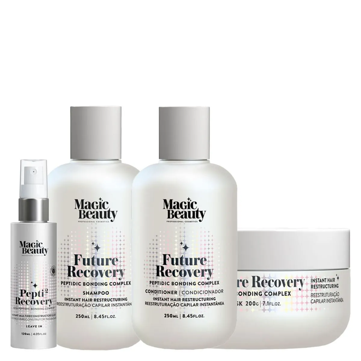 Kit Magic Beauty Future Recovery Shampoo 250ml + Condicionador 250ml + Máscara 200g + Leave-In Pepti