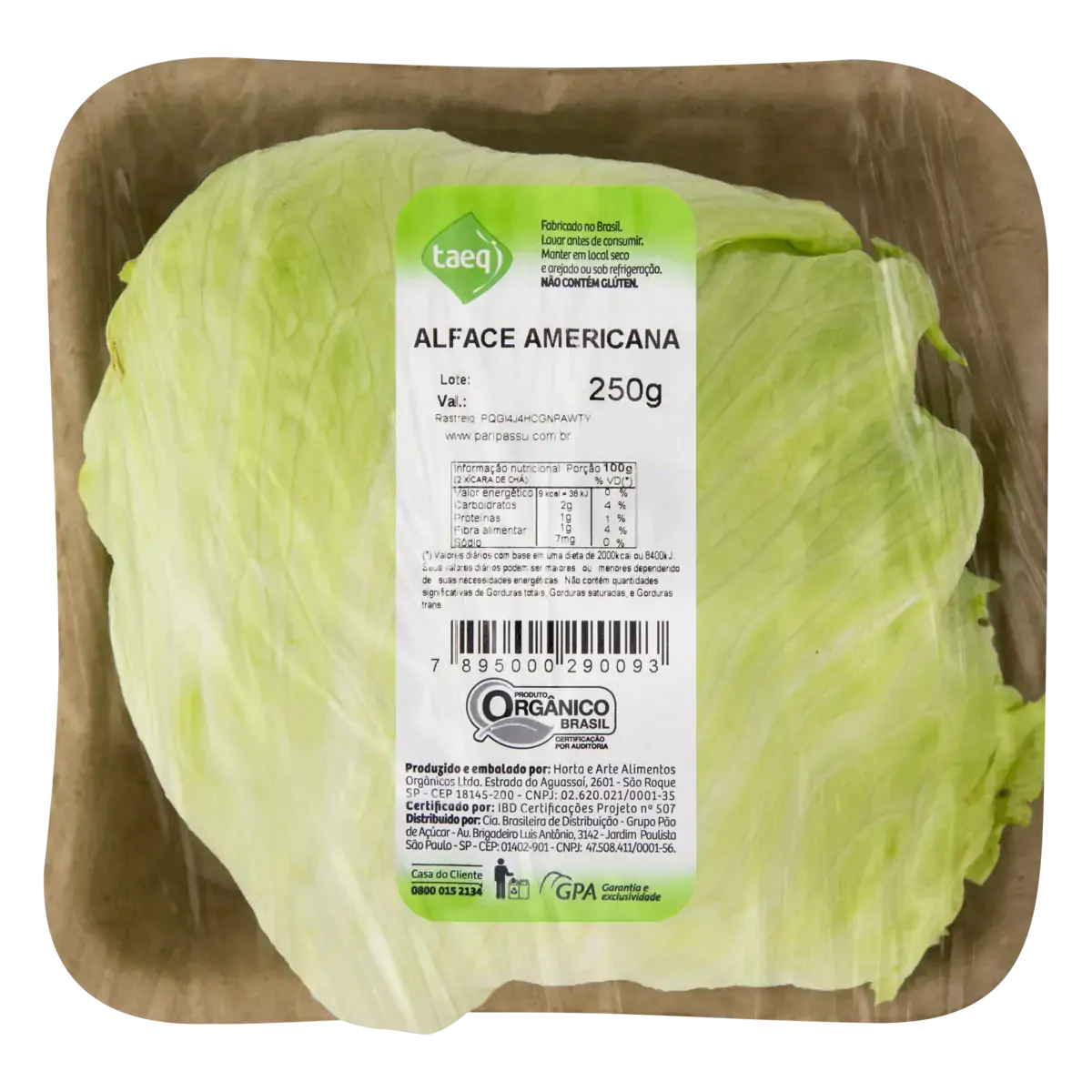 Alface Americana Orgânica Taeq 250g