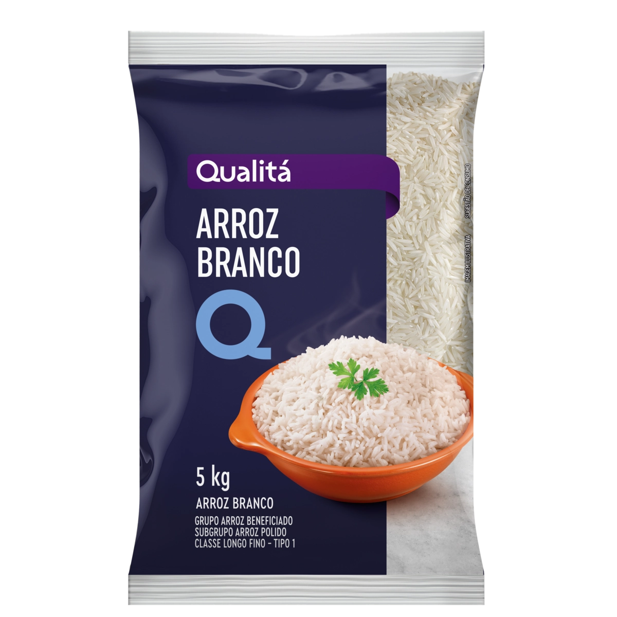 Arroz Agulhinha Tipo 1 QUALITÁ Pacote 5Kg