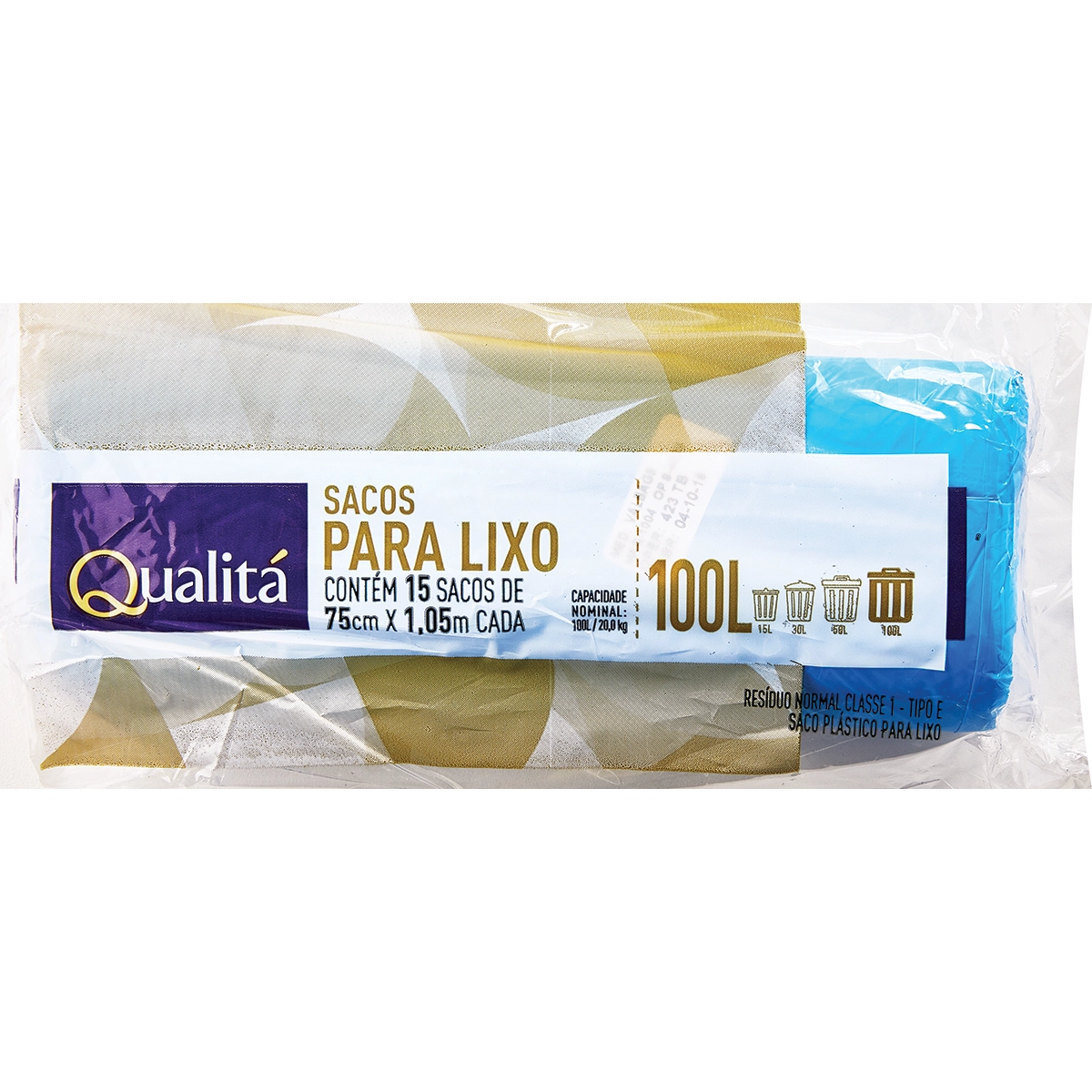Saco Lixo Qualitá Azul 100 Litros com 15 unidades