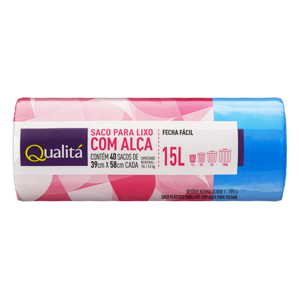 Saco Lixo Qualitá 15 Litros com Alça com 40 Unidades