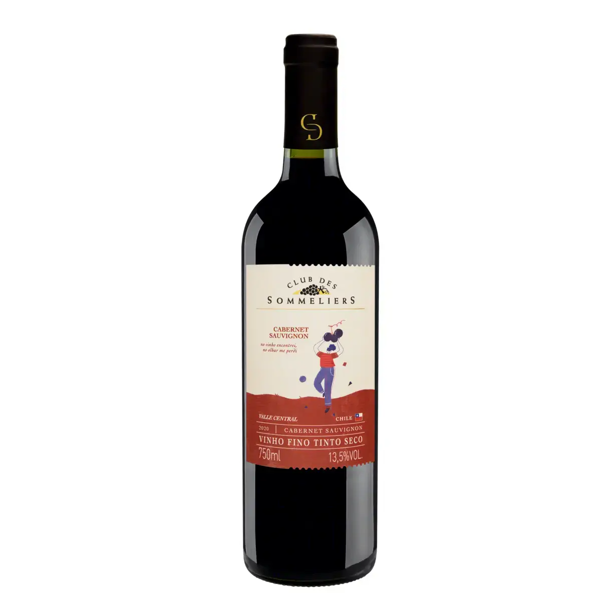 Vinho Chileno Tinto Cabernet Sauvignon CLUB DES SOMMELIERS Garrafa 750ml