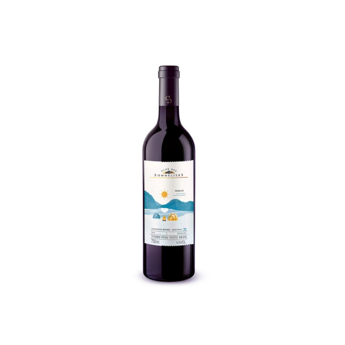 Vinho Argentino Tinto Merlot CLUB DES SOMMELIERS Garrafa 750ml