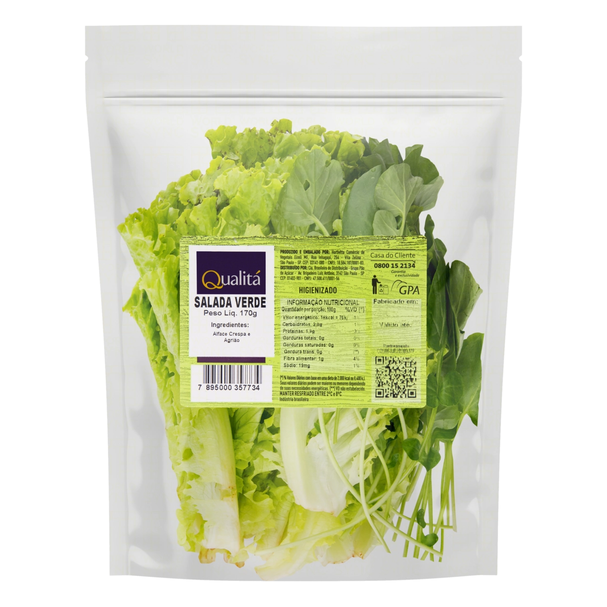 Salada Verde Higienizada Qualitá Pacote 170g