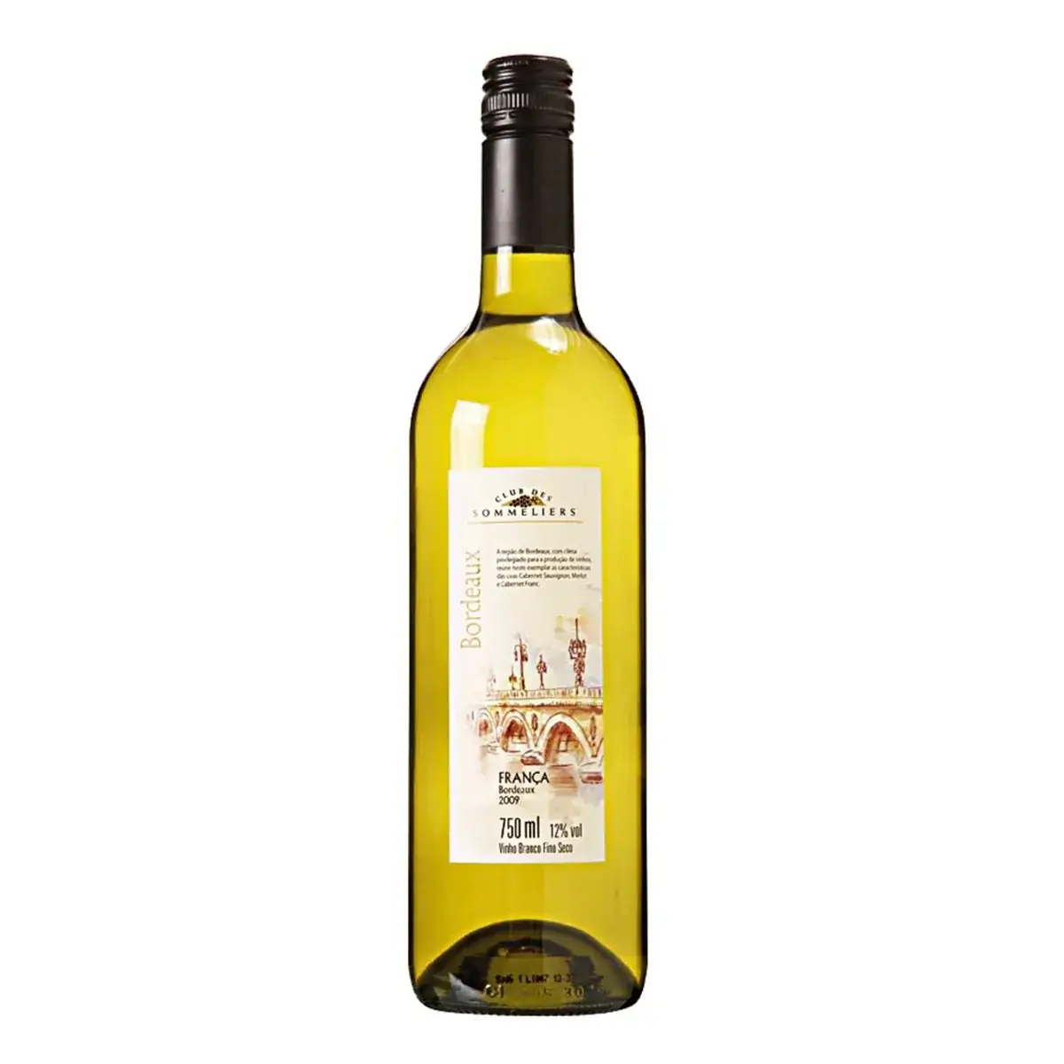 Vinho Francês Branco Sec Bordeaux CLUB DES SOMMELIERS Garrafa 750ml