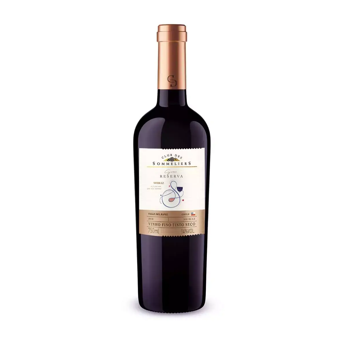 Vinho Chileno Tinto Gran Reserva Shiraz CLUB DES SOMMELIERS Garrafa 750ml