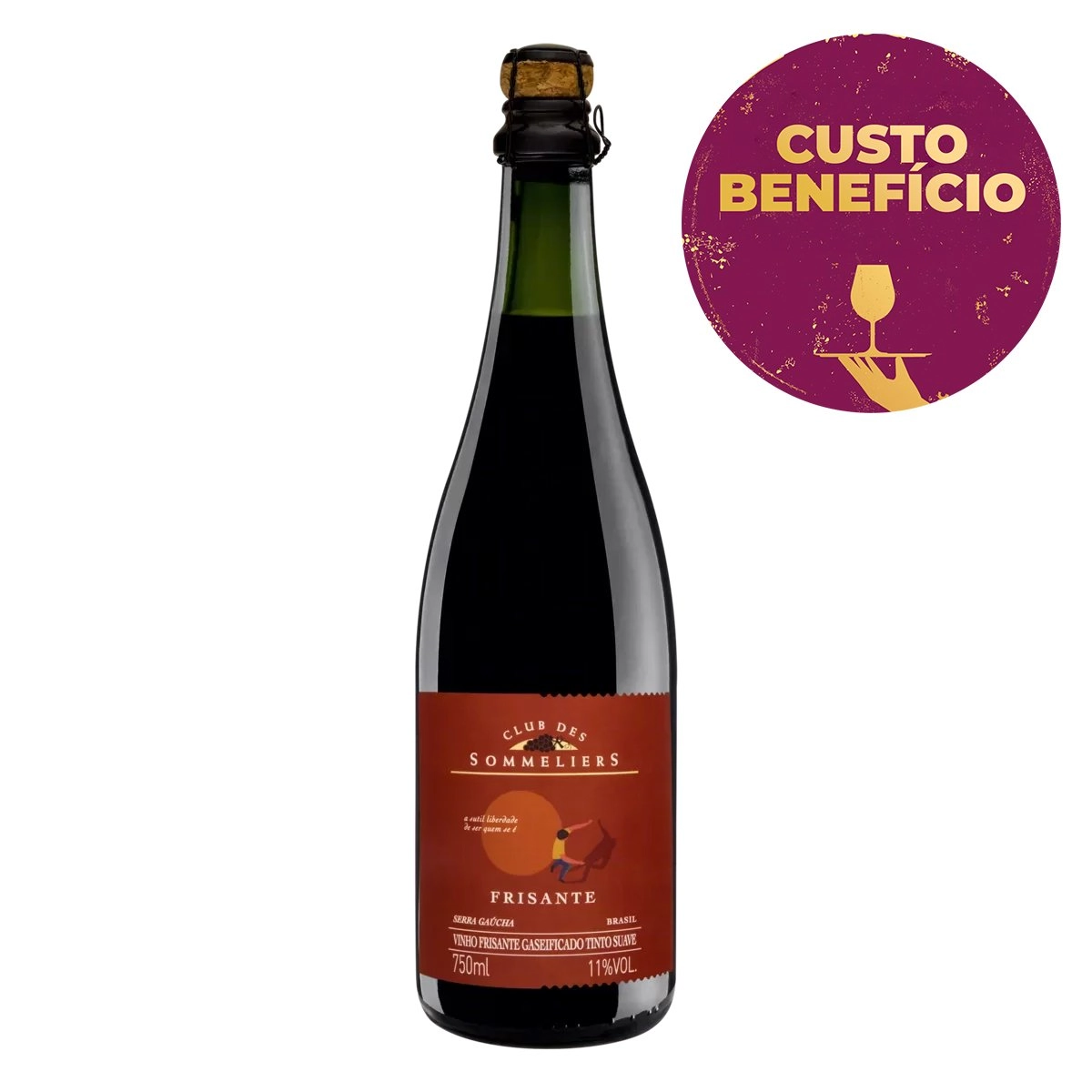 Vinho Brasileiro Tinto Frisante Gaseificado Suave Club Des Sommeliers Serra Gaúcha Garrafa 750ml