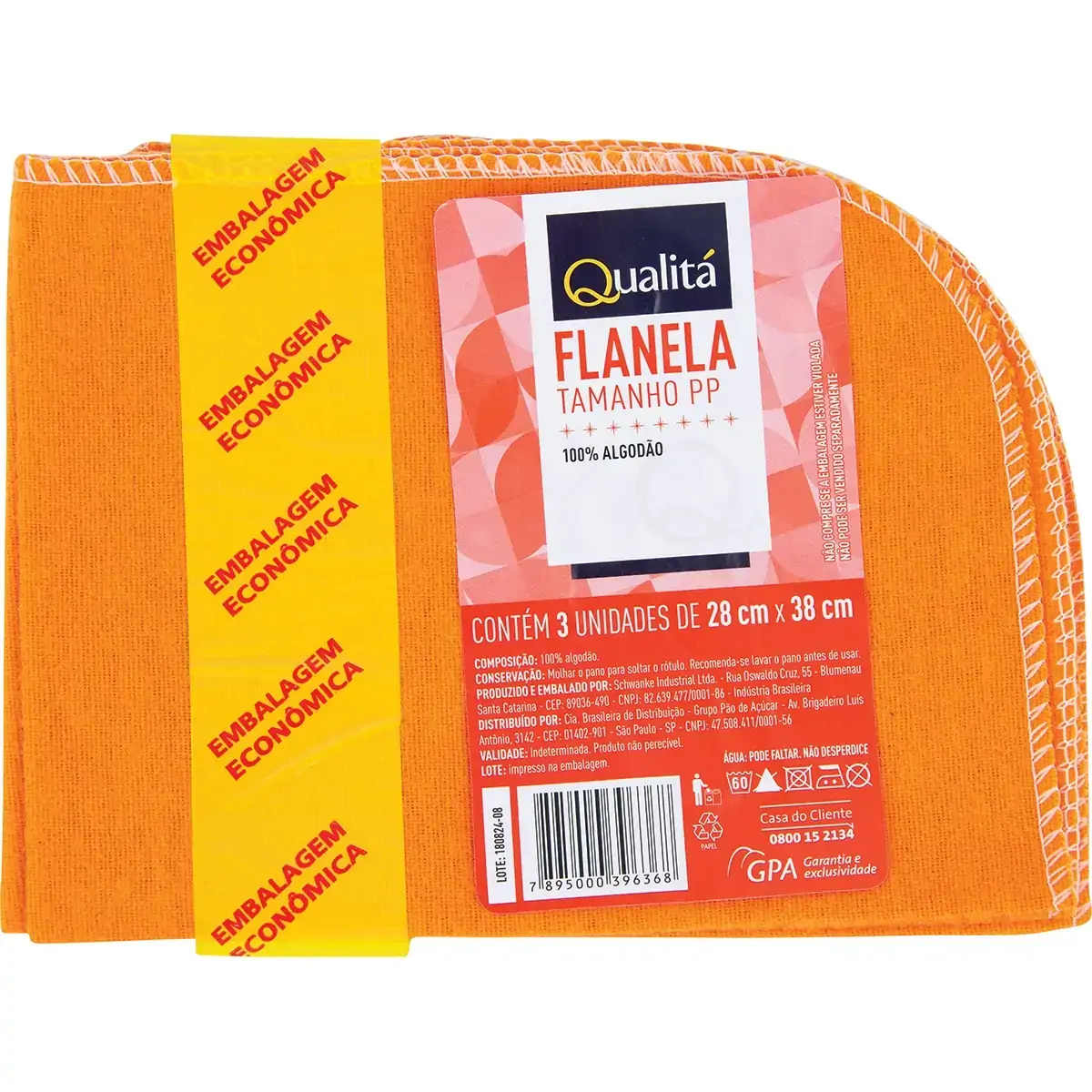 Flanela 28x38 Pp Economica Qualita Laranja