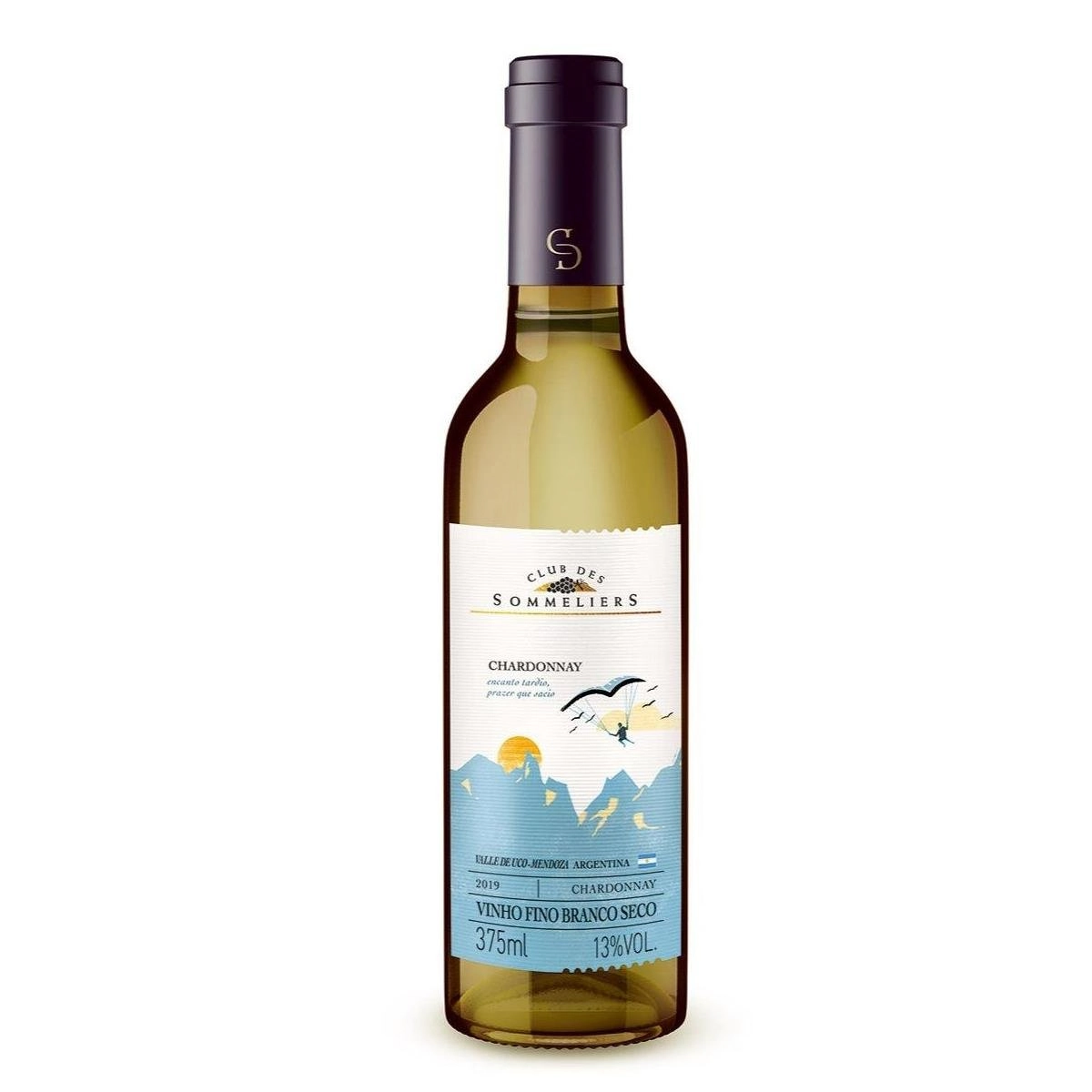 Vinho Argentino Branco Chardonnay CLUB DES SOMMELIERS Garrafa 375ml