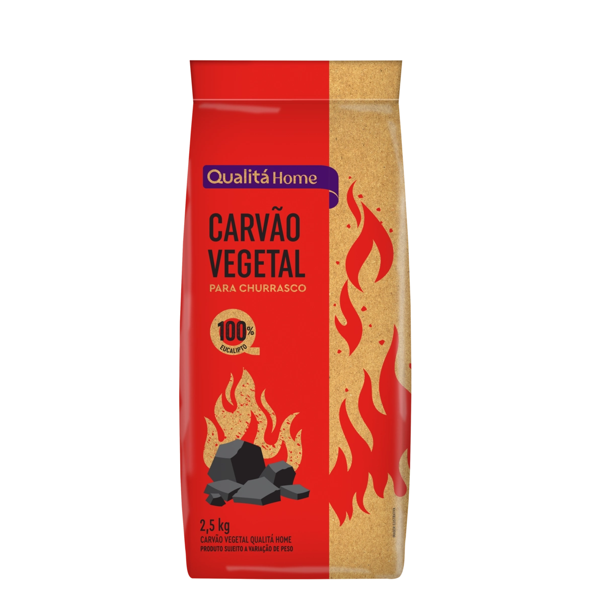 Carvão Vegetal QUALITÁ Pacote 2,5Kg