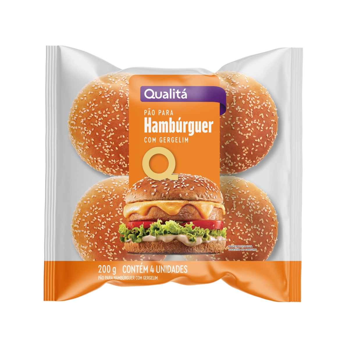 Pão para Hambúrguer com Gergelim QUALITÁ C/4 200g