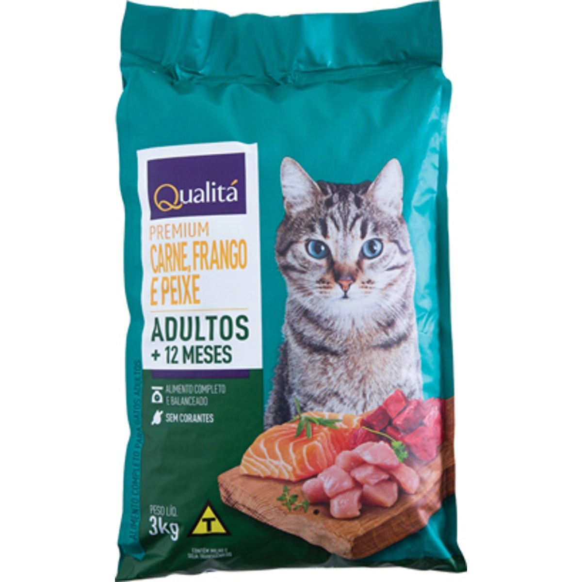 Ração para Gatos Adulto Sabor Carne, Frango e Peixe QUALITÁ 3kg