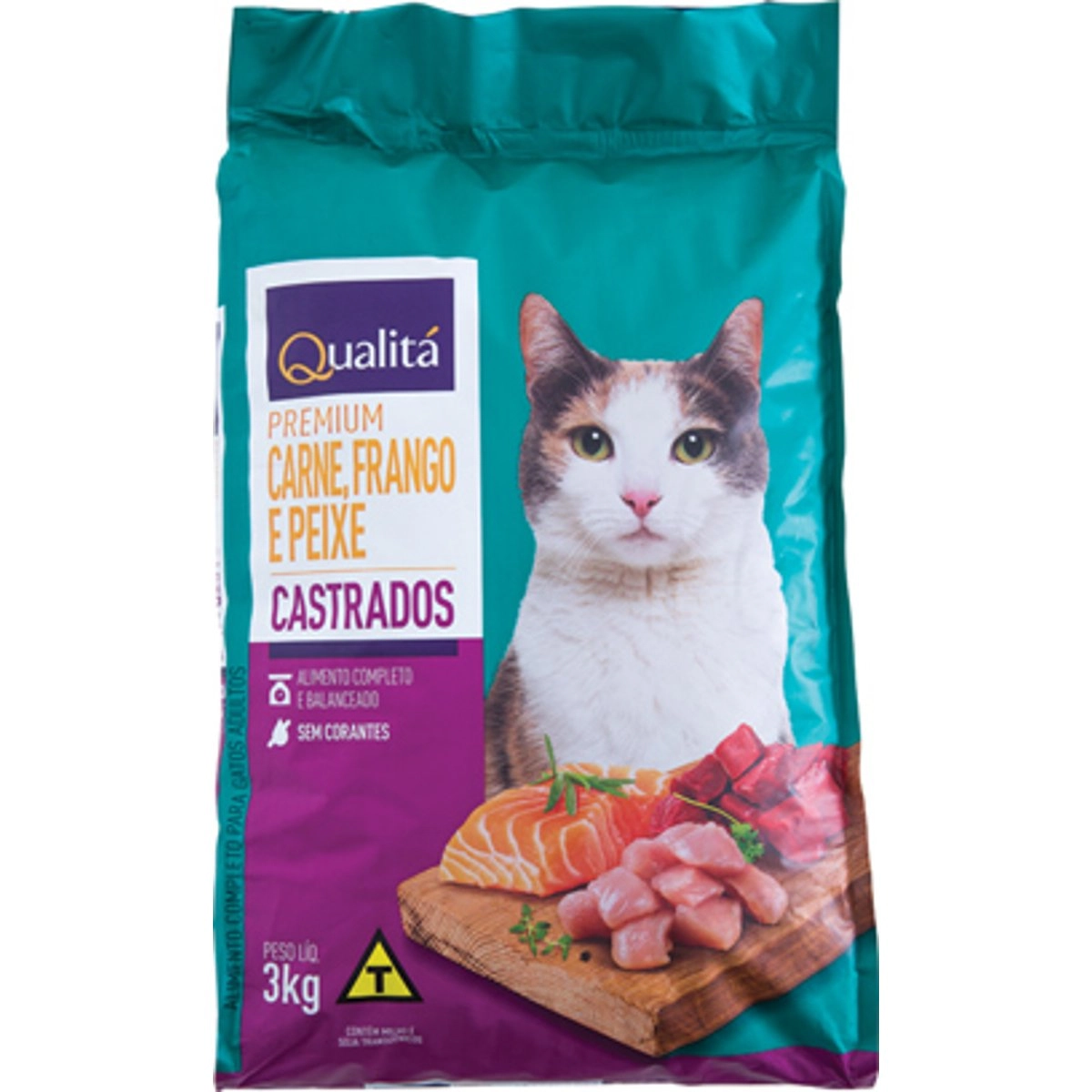 Ração para Gatos Castrados Sabor Carne, Frango e Peixe QUALITÁ 3kg