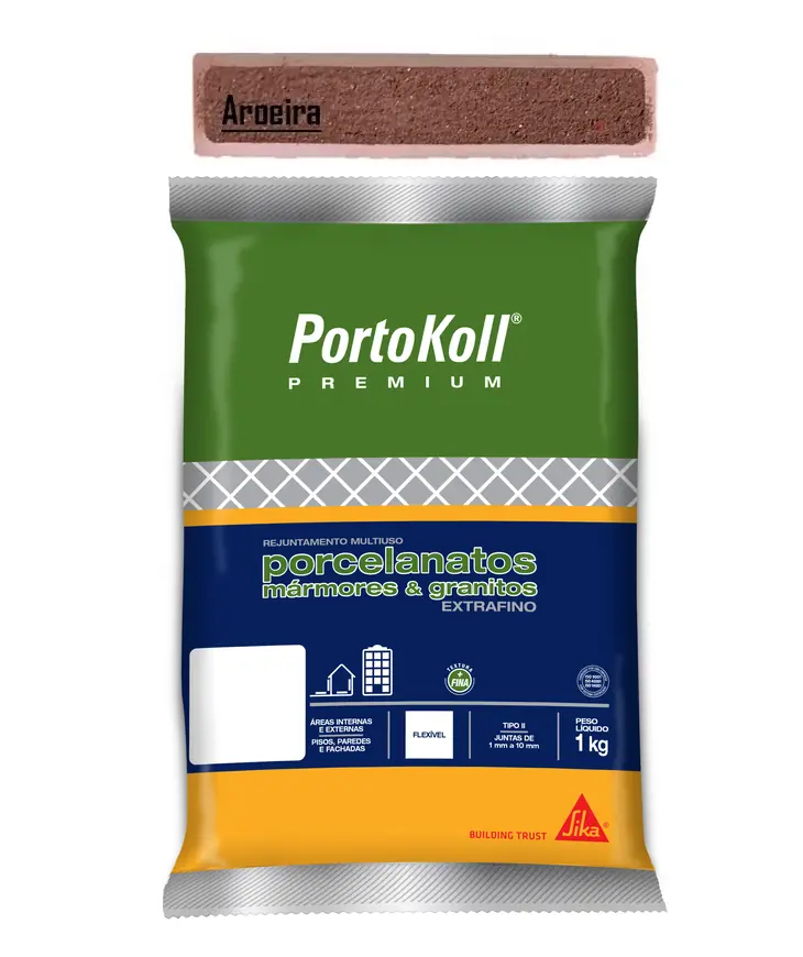 Rejunte Porcelanatos Premium Extrafino Portokoll 1kg - Cor AROEIRA
