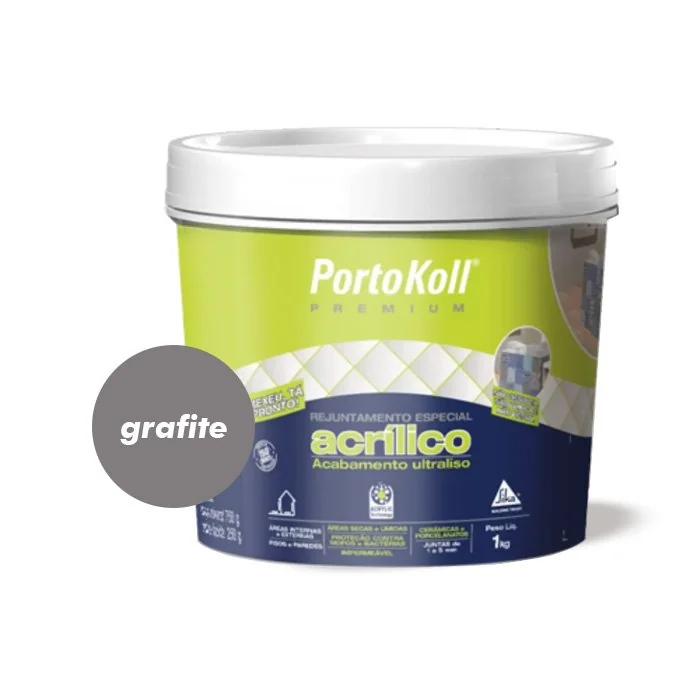 Rejunte Especial Acrílico Cor Grafite De 1kg Porto Koll