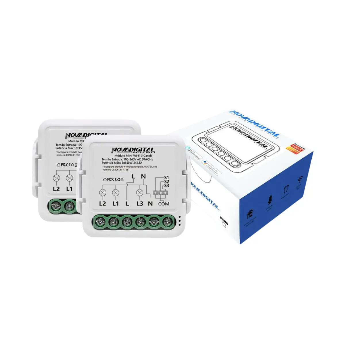 Interruptor Inteligente Wifi Mini 3 Canais Novadigital Alexa