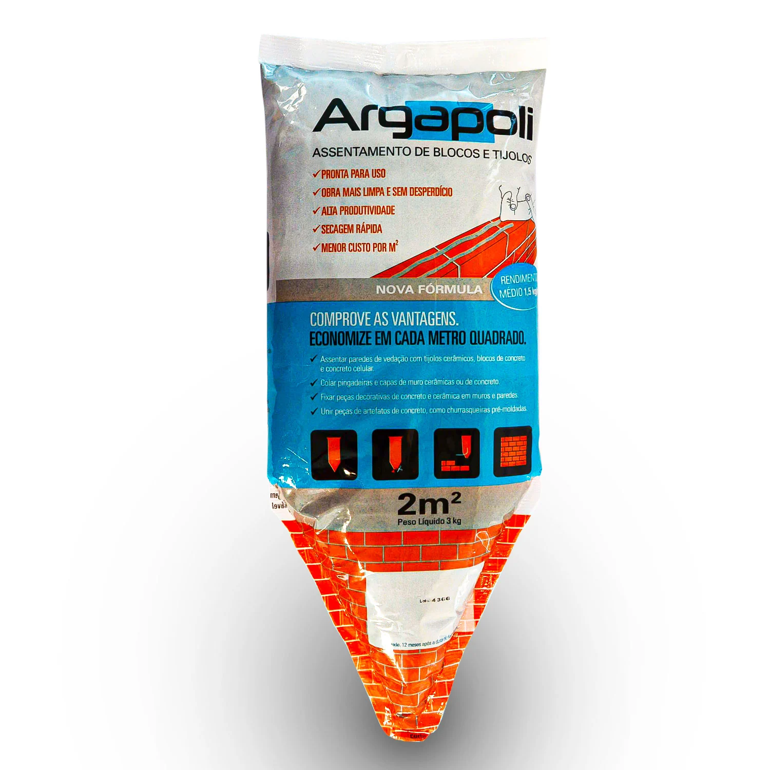 Massa Pronta Para Assentamento De Tijolos E Blocos Argapoli Argamassa Polimérica Cola Tijolo Bisnaga 3kg