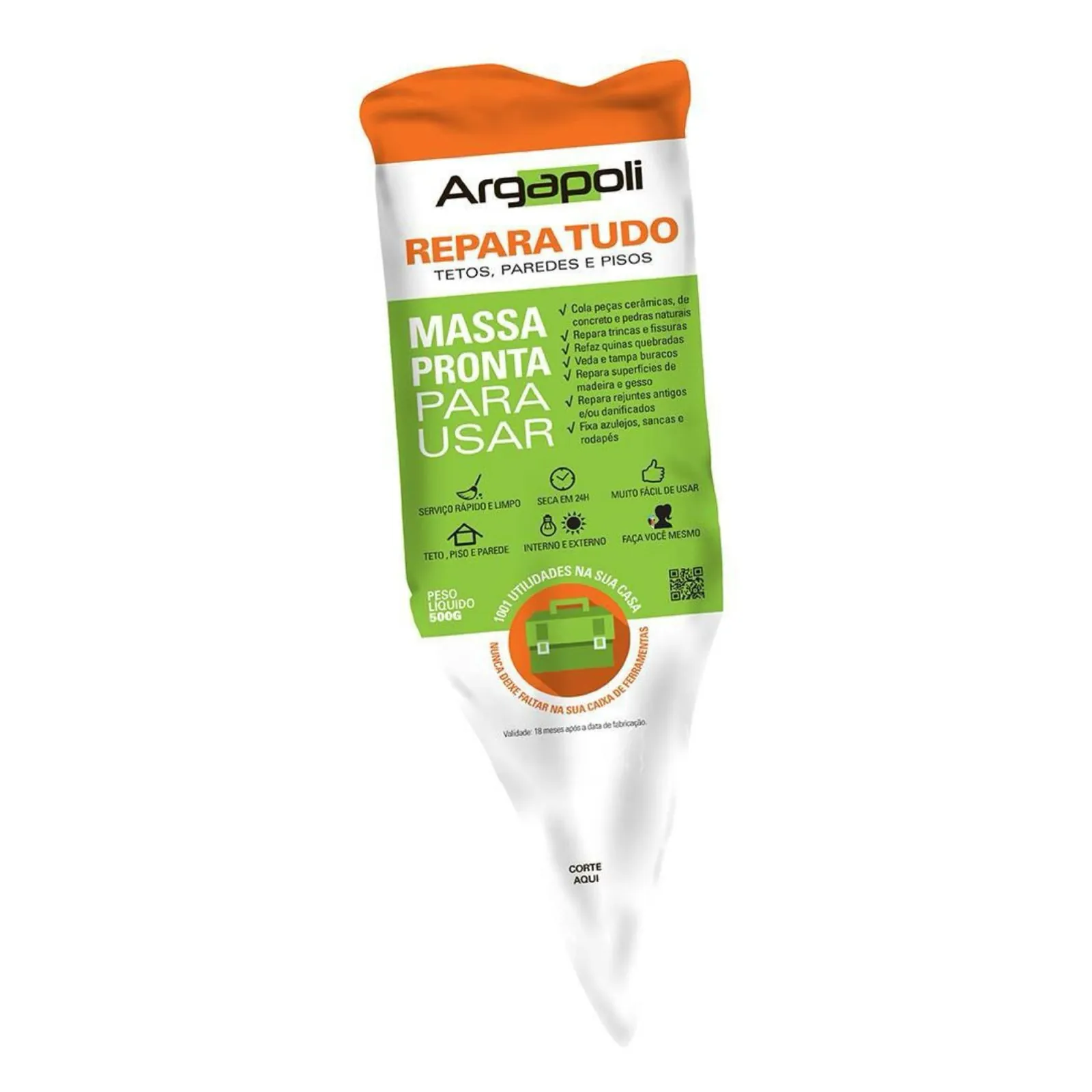 Argamassa Polimérica Interno e Externo 500g Branca Repara Tudo Argapoli