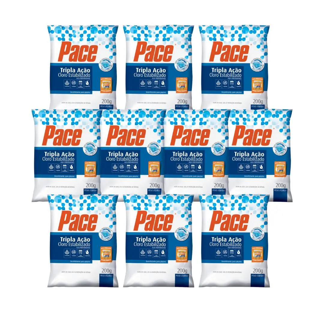 Kit 10 Pastilhas Pace Tripla Ação Hth 200g Para Piscinas
