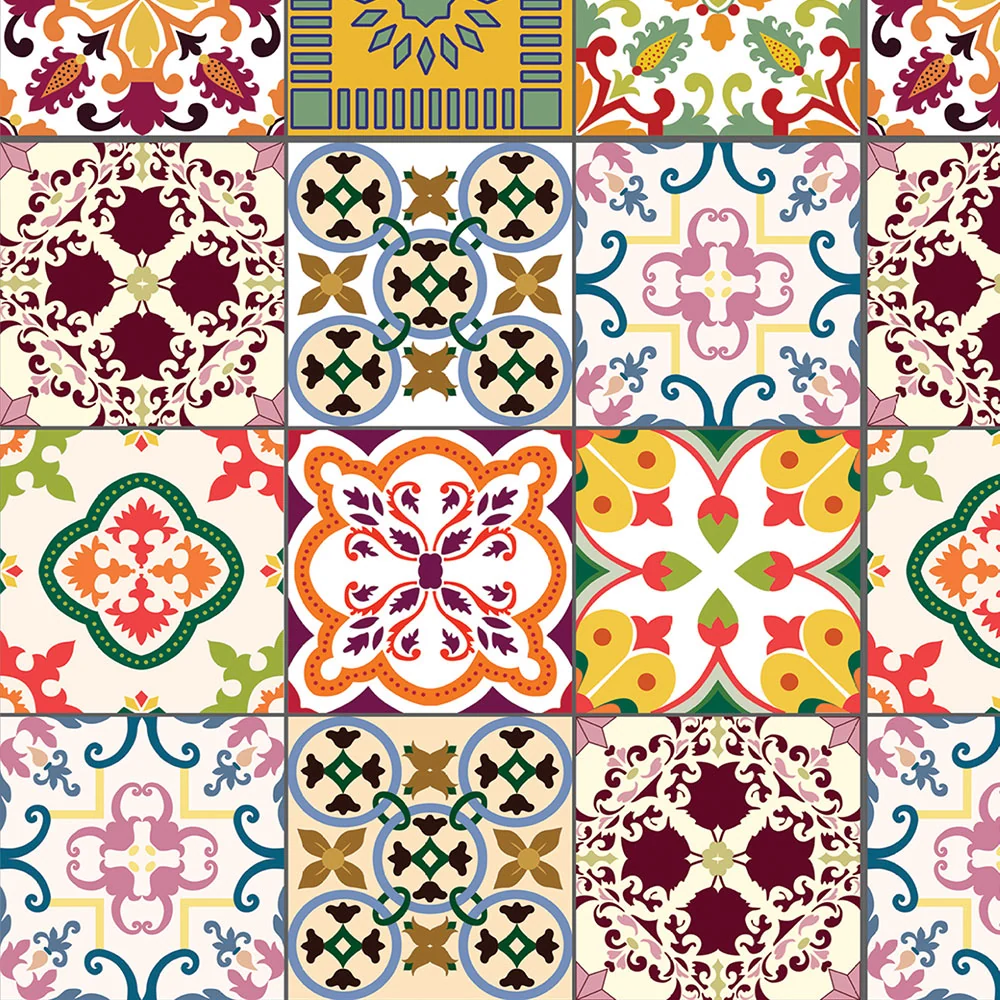 Adesivo Lavável Azulejo Em Tons De Vermelhos Português Para Cozinha