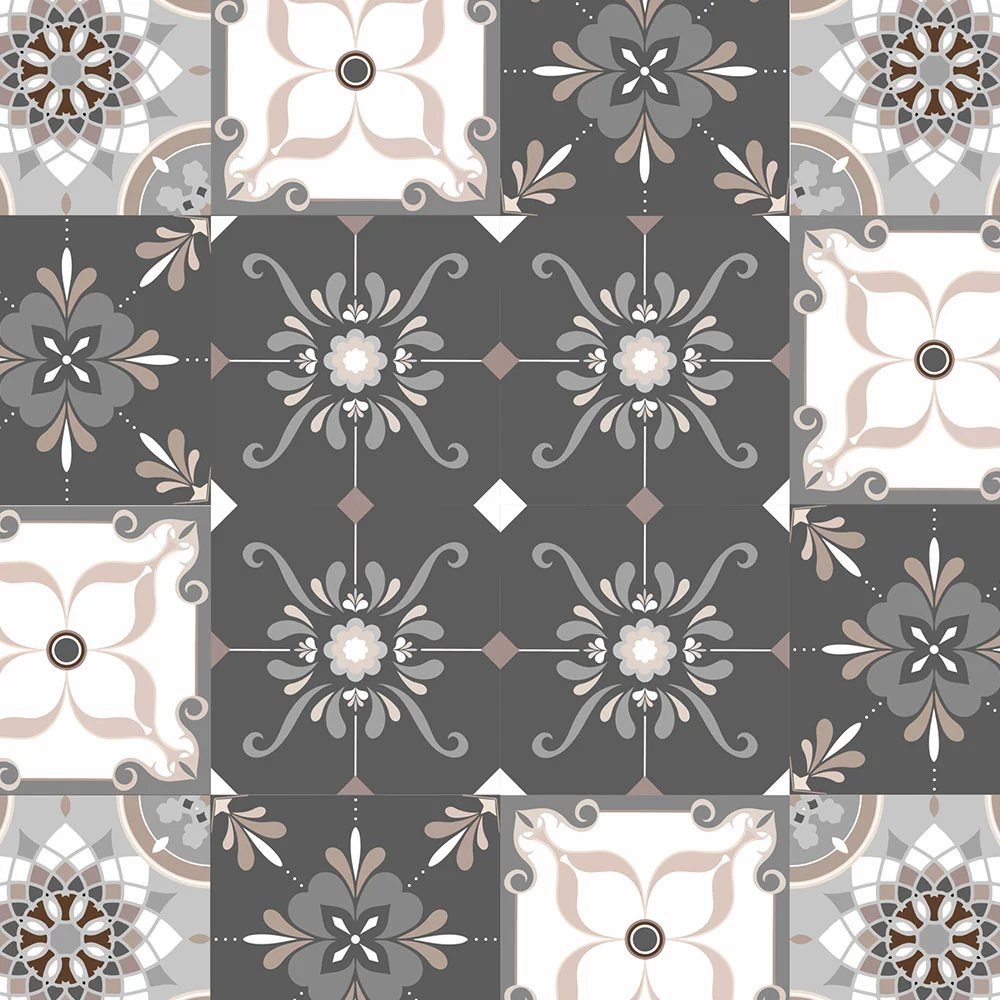 Azulejo Adesivo Lavável Azulejo Grego Em Tons De Cinza Bege E Branco Para Cozinha
