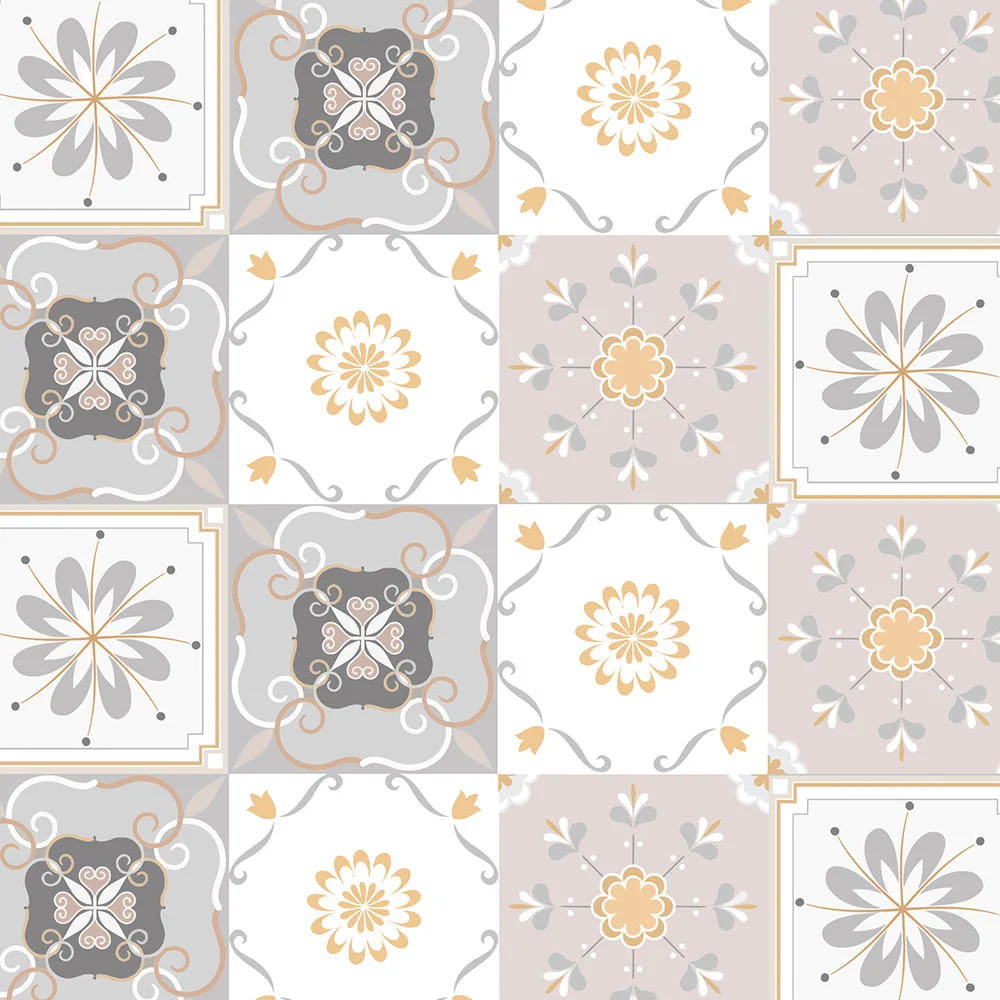 Adesivo De Parede Azulejo Portugues Em Tons De Rosa, Bege E Branco Para Cozinha