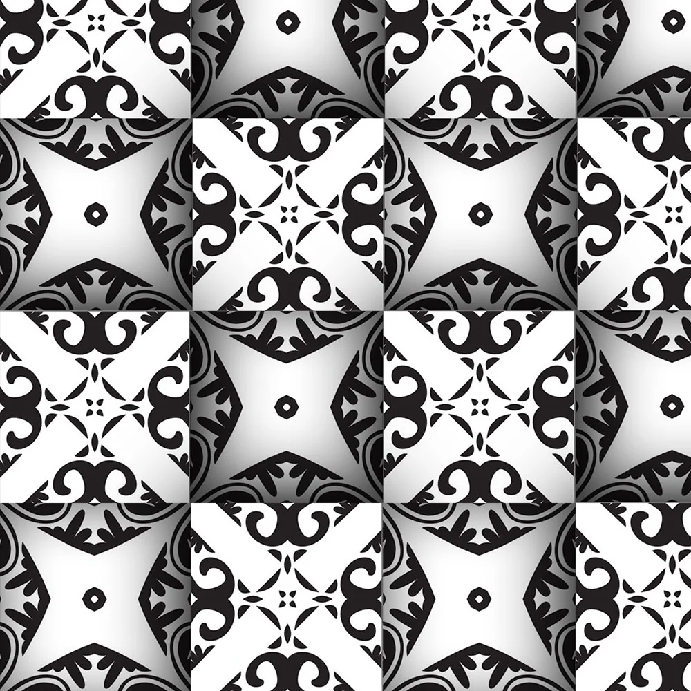 Adesivo Azulejo Lavável Preto Branco Azulejo 3d Para Cozinha