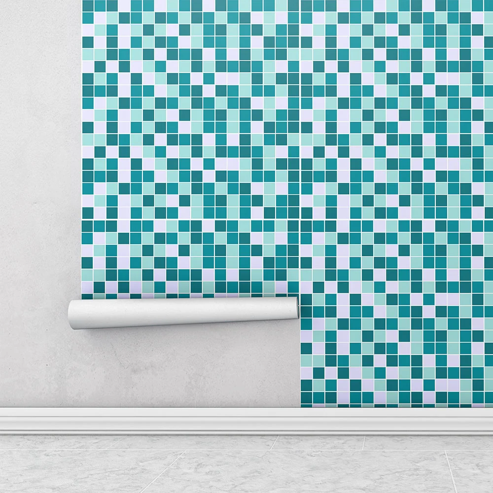 Adesivo Azulejo Pastilhas  Azul Cinza Branco Para Cozinha