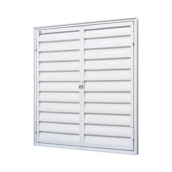 Porta Abrigo 60x80x3cm Alumínio Branco 2 Folhas De Abrir (giro) Com Ventilação Duraline Jap