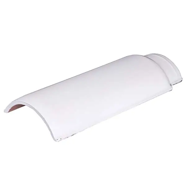Cumeeira Cerâmica Ondulada Esmaltada 17x42cm White Perkus