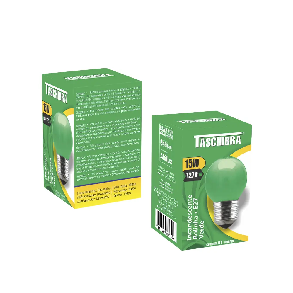 Lâmpada Incandescente Taschibra Bolinha 15w 110v Verde