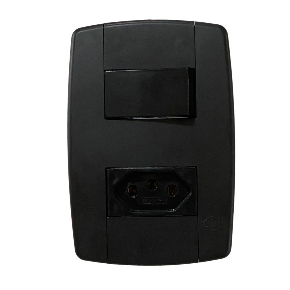 Conjunto Interruptor Simples + Tomada 10a 250v 4x2 Preta
