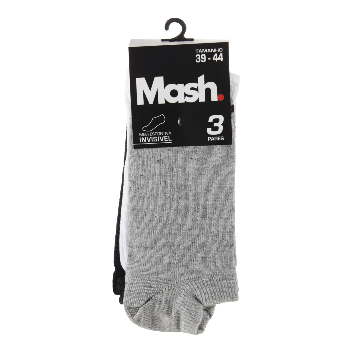 Meia Masculina Invisível Esportiva Mash N 39 44 3 Pares