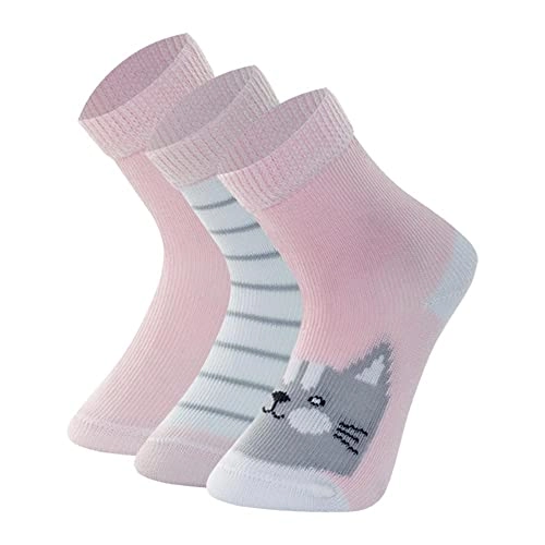 Kit 3 Prs Meia Cas C Medio Bebe C/lycra, Mash, Menina, Rosa Bebe, 16 21