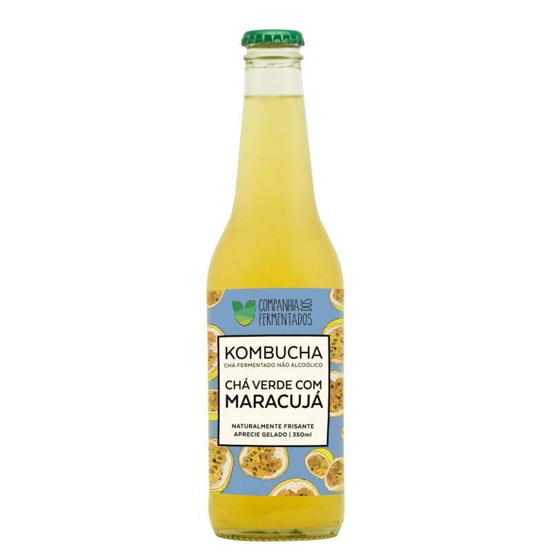 Kombucha Cha Verde Com Maracuja Vidro 350ml