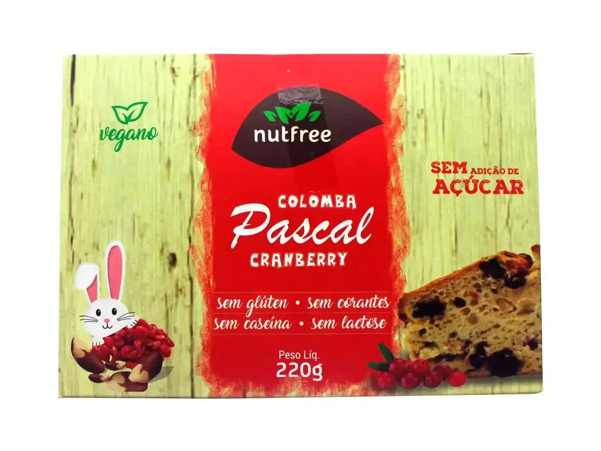 Colomba Pascal Cranberry Vegana Sem Glúten Nutfree 220g