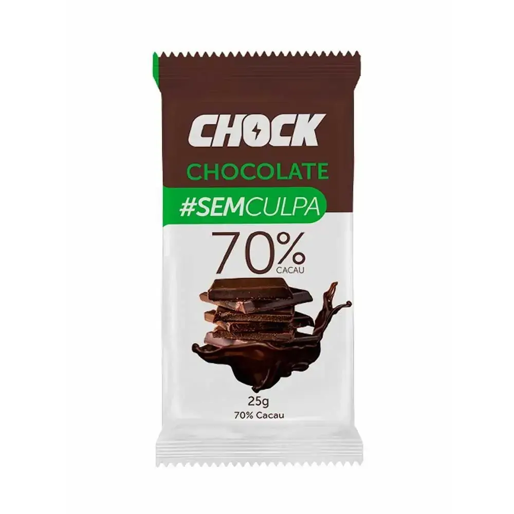 Chocolate Vegano Amargo 70 Cacau Zero Lactose Zero Açúcar Chock Pacote 18g