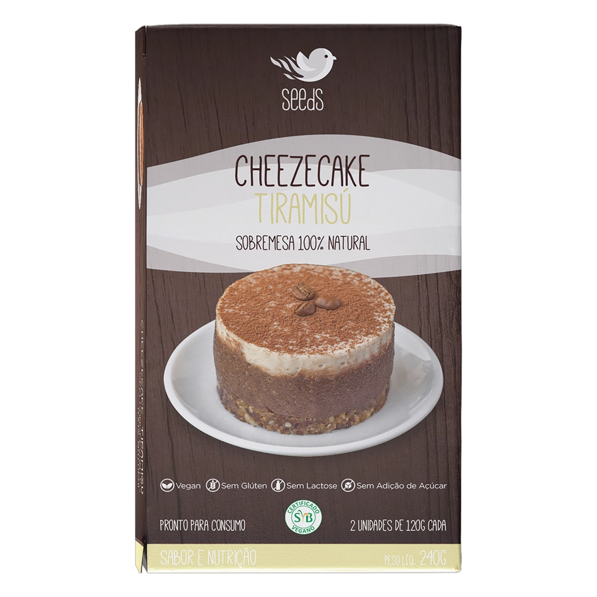 Cheesecake Tiramisù Zero Lactose Seeds Caixa 240g 2 Unidades