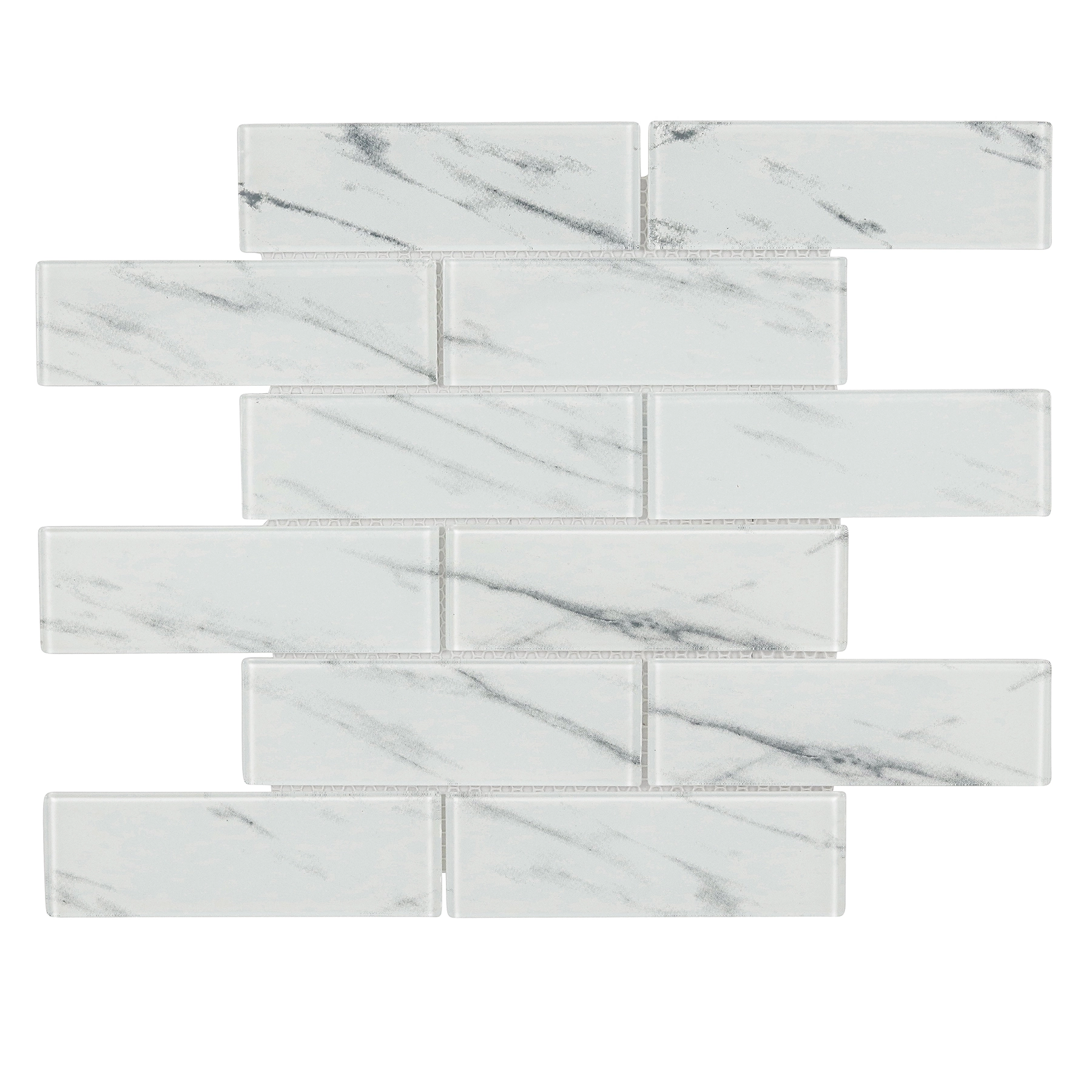Pastilha de Vidro Subway Calacata Branco 30x39cm Glassline