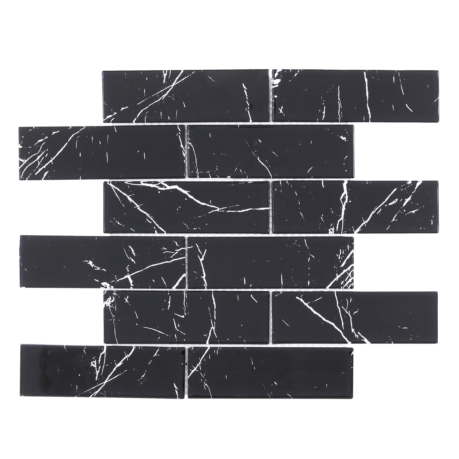 Pastilha de Vidro Subway Nero Preto 30x39cm Glassline