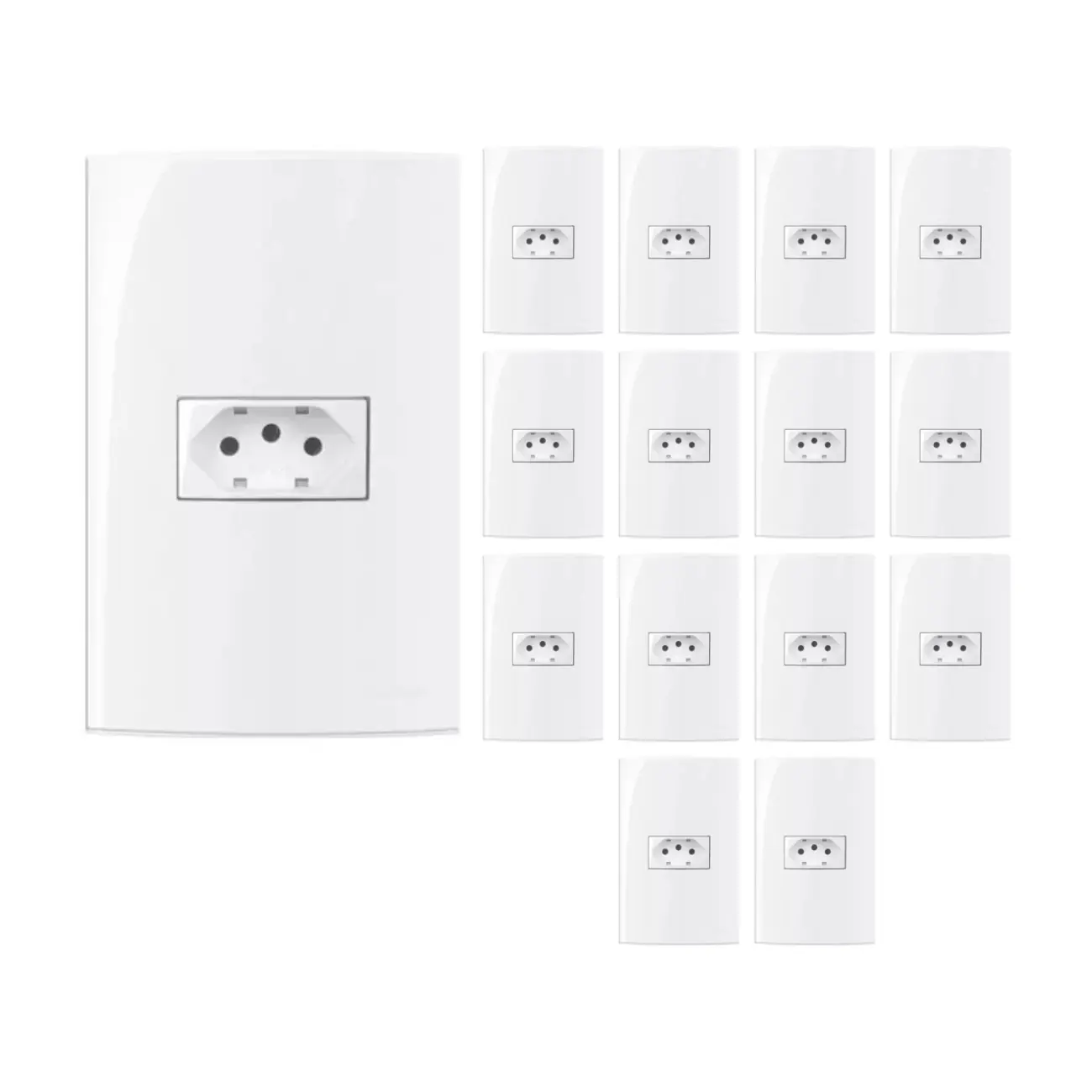 Kit 15 Tomadas 10a 250v Sleek Margirius 4x2 Branca