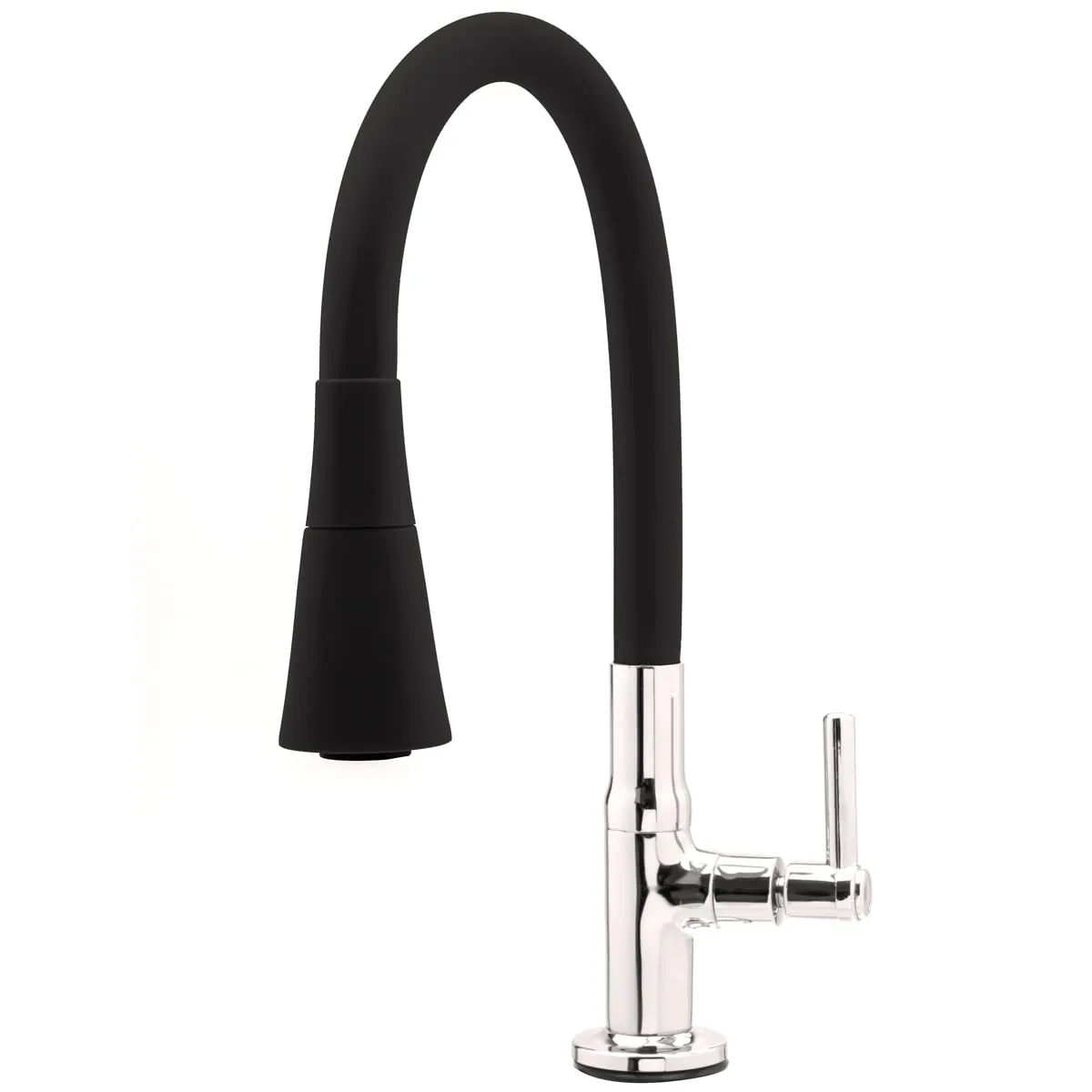 Torneira Para Cozinha Bancada Flexível Tubo Preto Conic 2 Jatos Del Metais Premium