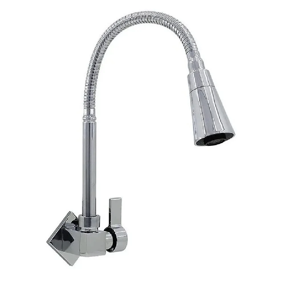 Torneira Cozinha Flexível Quadrada Parede Cone Cromado Exclusivo