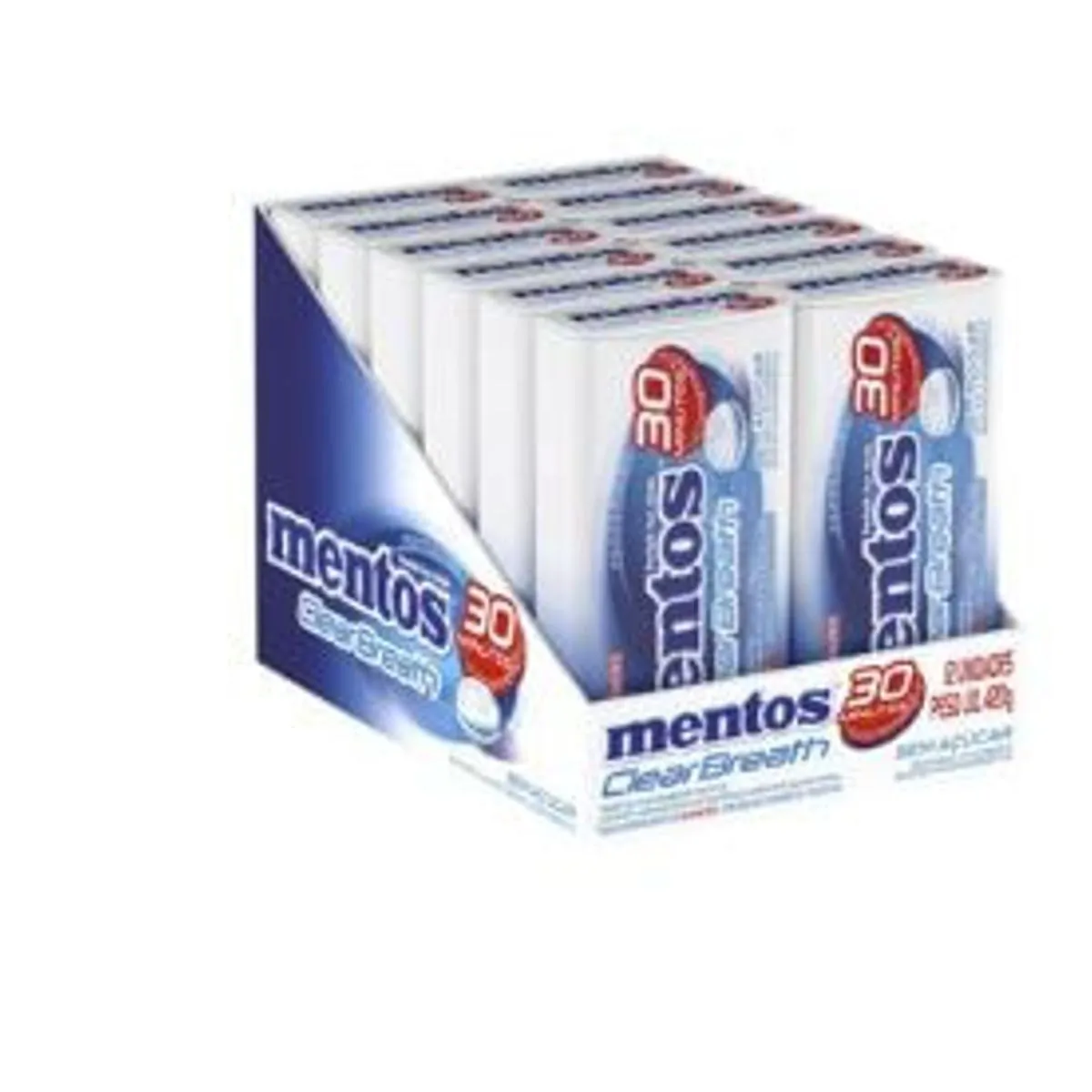 Pastilha Mentos Clear Breath Peppermint Sem Açúcar - Lata 35g | 50 unidades