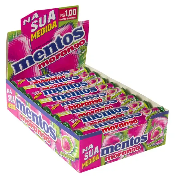 Goma De Mascar Mentos 27g Stick Morango Azedinho