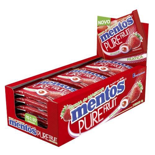 Goma De Mascar Mentos Pure Fruit Morango C/15 Perfetti